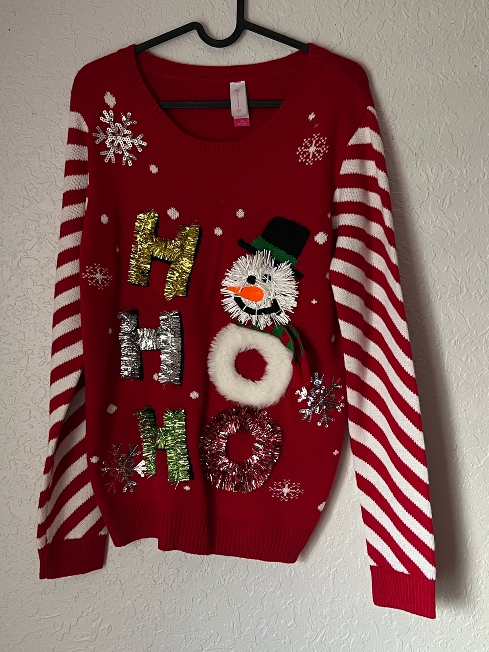 No Boundaries Red 'Ho Ho Ho' Snowman Holiday Sweater